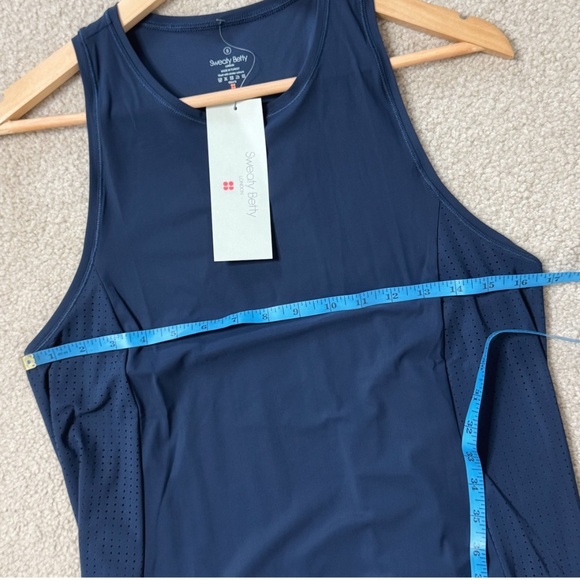 NWT Sweaty Betty Explorer Ace Dress Navy Midi Ruffle Hem Hi Low Blue Sleeveless - Picture 10 of 12